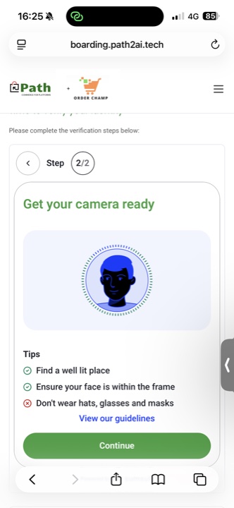 Boarding step — get your camera ready for the biometric check